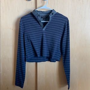 Striped Cropped Collared Shirt